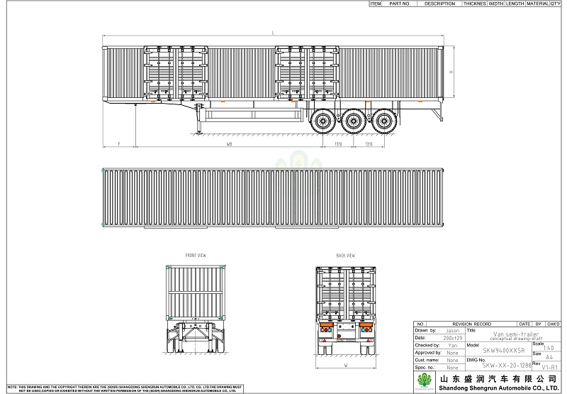 Van Semi Trailer Drawing