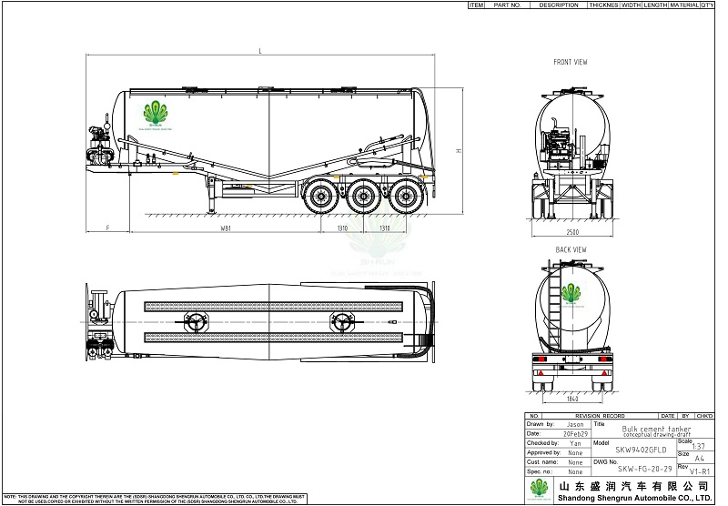 Bulk Cement Tank Drawing