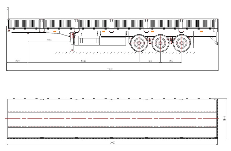 Side wall semi trailer drawing